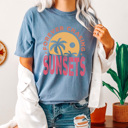  Forever Chasing Sunsets Comfort Colors Tee, Summer Beach Printed Tee, Sunset Summer Tee