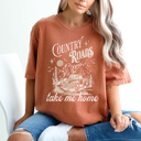 XXL Yam Country Roads Take Me Home Comfort Colors Tee, Country Vibes Printed Tee, Country Music Shirt 