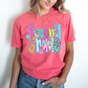  Preppy Neon Teacher Back To School Grades Comfort Colors Tee, Teacher School Printed Tee, Neon Patterned Grade Shirt  