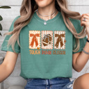 Small Light Green Touch Down Season Comfort Colors Tee, Bows And Football Printed Tee, Fall Football Season Shirt