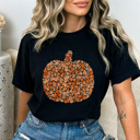 XL Black Floral Fall Pumpkin Comfort Colors Tee, Pumpkin Printed Tee, Autumn Flower Shirt