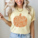 Medium Butter Floral Fall Pumpkin Comfort Colors Tee, Pumpkin Printed Tee, Autumn Flower Shirt