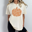 Small Ivory Floral Fall Pumpkin Comfort Colors Tee, Pumpkin Printed Tee, Autumn Flower Shirt