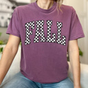 XXL Berry Fall Checkered Comfort Colors Tee, Fall Trendy Printed Tee, Checkered Shirt 