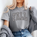 XXL Gray Fall Checkered Comfort Colors Tee, Fall Trendy Printed Tee, Checkered Shirt 