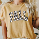 XXL Mustard Fall Checkered Comfort Colors Tee, Fall Trendy Printed Tee, Checkered Shirt 