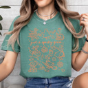 Small Light Green Just A Spooky Goose Comfort Colors Tee, Halloween Goose Printed Tee, Spooky Halloween Shirt