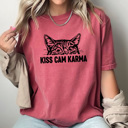 Large Crimson Kiss Cam Karma Comfort Colors Tee, Funny Viral Kiss Cam Meme Printed Tee, Karma Cat Shirt 