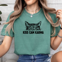 Large Light Green Kiss Cam Karma Comfort Colors Tee, Funny Viral Kiss Cam Meme Printed Tee, Karma Cat Shirt 