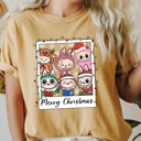 Medium Mustard Little Monsters Christmas Polaroid Comfort Colors Tee, Furry Bubu Holiday Printed Tee, Trendy Christmas Toy Shirt   