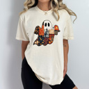 XXL Ivory Quilted Halloween Ghost Comfort Colors Tee, Printed Spooky Pattern Tee, Halloween Boo Shirt