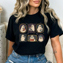 XXL Black Spooky Ghost Gallery Wall Comfort Colors Tee, Haunted Picture Frames Printed Tee, Halloween Ghost Shirt