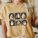 XXL Mustard Spooky Ghost Gallery Wall Comfort Colors Tee, Haunted Picture Frames Printed Tee, Halloween Ghost Shirt