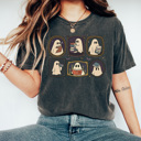 XXL Pepper Spooky Ghost Gallery Wall Comfort Colors Tee, Haunted Picture Frames Printed Tee, Halloween Ghost Shirt