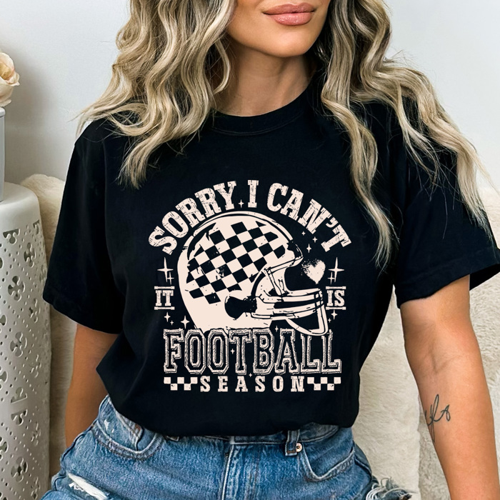 Sorry I Can't It Is Football Season Comfort Colors Tee, Funny Football Mom Printed Tee, Funny Game Day Shirt 