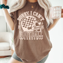 Medium Espresso Sorry I Can't It Is Football Season Comfort Colors Tee, Funny Football Mom Printed Tee, Funny Game Day Shirt 