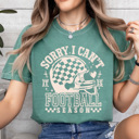 XXL Light Green Sorry I Can't It Is Football Season Comfort Colors Tee, Funny Football Mom Printed Tee, Funny Game Day Shirt 