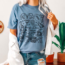 XXL Blue Jean Touch Down Season Football Comfort Colors Tee, Trendy Game Day Collage Printed Tee, Football Season Shirt 