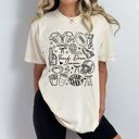 XXL Ivory Touch Down Season Football Comfort Colors Tee, Trendy Game Day Collage Printed Tee, Football Season Shirt 