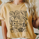 XL Mustard Touch Down Season Football Comfort Colors Tee, Trendy Game Day Collage Printed Tee, Football Season Shirt 