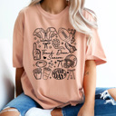 XXL Peachy Touch Down Season Football Comfort Colors Tee, Trendy Game Day Collage Printed Tee, Football Season Shirt 