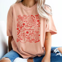 XXL Peachy Merry Chirstmas Comfort Colors Tee, Holiday Printed Tee 