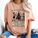 XXL Peachy From The Window To The Walls I'm About To Deck These Halls Comfort Colors Tee, Christmas Funny Graphic Tee