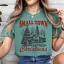 Medium Light Green Samll Town Christmas Comfort Colors Tee, Holiday Graphic Tee, Winter Wonderland Shirt 