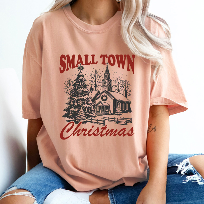 Samll Town Christmas Comfort Colors Tee, Holiday Graphic Tee, Winter Wonderland Shirt 