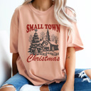 XL Peachy Samll Town Christmas Comfort Colors Tee, Holiday Graphic Tee, Winter Wonderland Shirt 