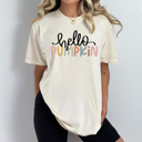  Colorful Thankful Fall Comfort Colors Tee, Hello Pumpkin Printed Tee, Colored Pumpkins Fall Tees 