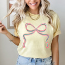  Holiday Christmas Bows Comfort Colors Tee, Festive Coquette Bow Printed Tee 