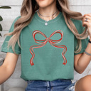  Holiday Christmas Bows Comfort Colors Tee, Festive Coquette Bow Printed Tee 