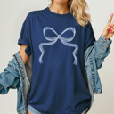  Holiday Christmas Bows Comfort Colors Tee, Festive Coquette Bow Printed Tee 
