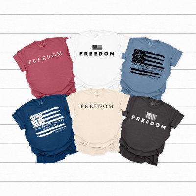 Freedom Comfort Colors Tees, Free Speech Graphic Tee, God Family Country Printed Tee 
