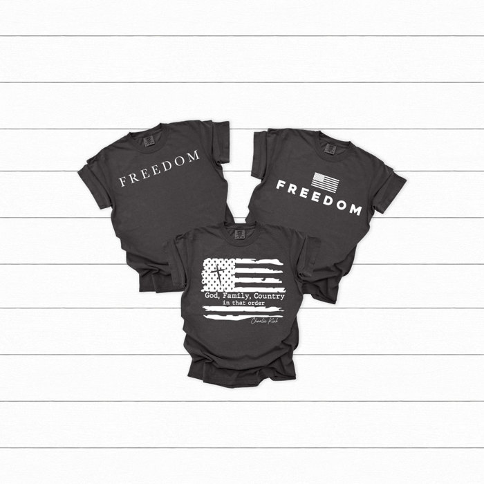 Freedom Comfort Colors Tees, Free Speech Graphic Tee, God Family Country Printed Tee 