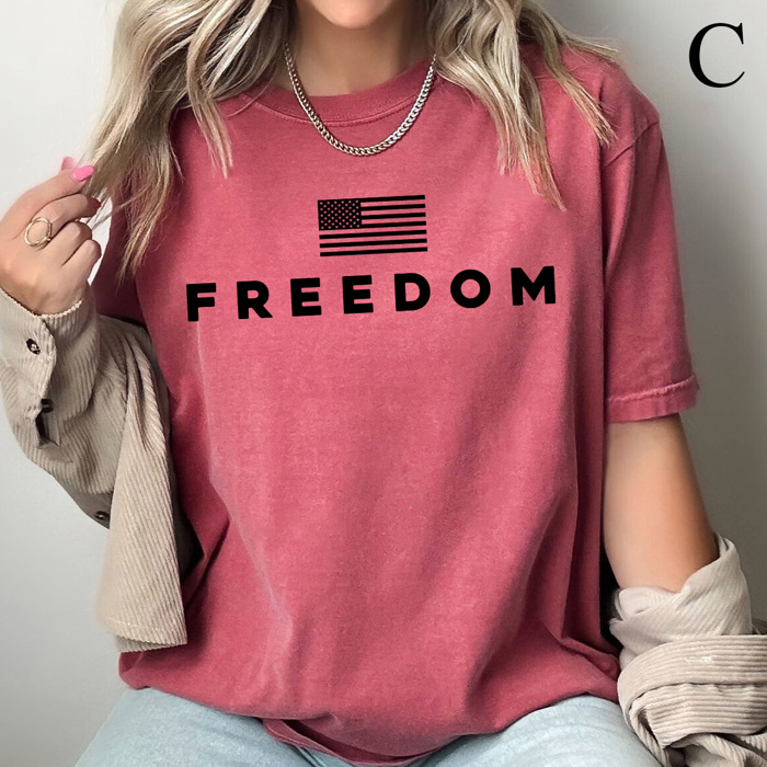 Freedom Comfort Colors Tees, Free Speech Graphic Tee, God Family Country Printed Tee 