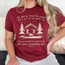 XXL Maroon For God So Loved The World Graphic Tee, Chirstmas, Birth Of Jesus Holiday Shirt 