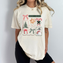 XXL Ivory Merry And Bright Christmas Comfort Colors Tee, Holiday Collage Shirt, Snowman, Christmas Tree, Candy Can