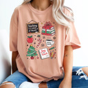XL Peachy Teacher Christmas Comfort Colors Tee, Joy To Teach Holiday Graphic Tee, Christmas School Shirt 