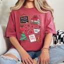  Teacher Christmas Comfort Colors Tee, Joy To Teach Holiday Graphic Tee, Christmas School Shirt 
