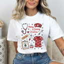  Merry And Caring Christmas Comfort Colors Tee, Nurse Holiday Graphic Tee, Christmas Doctor Shirt 