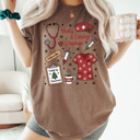XXL Espresso Merry And Caring Christmas Comfort Colors Tee, Nurse Holiday Graphic Tee, Christmas Doctor Shirt 