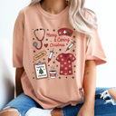 XXL Peachy Merry And Caring Christmas Comfort Colors Tee, Nurse Holiday Graphic Tee, Christmas Doctor Shirt 