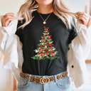 XL Black Christmas Tree Bow Graphic Tee, Coquette Holiday Tee, Christmas Tree Shirt 