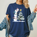  Festive Snowmen Comfort Colors Tee, Winter Snow Graphic Tee, Snowman Shirt