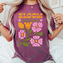 Medium Berry Bloom With Grace Comfort Colors Tee, Whimsical Flowers Graphic Tee, Spring Floral Shirt