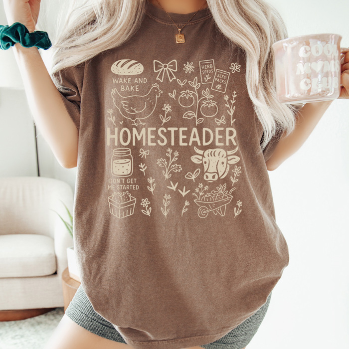 Homesteader Comfort Colors Tee, Farm Life Graphic Tee, Homemaker Shirt 