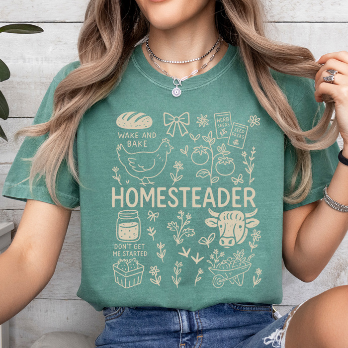 Homesteader Comfort Colors Tee, Farm Life Graphic Tee, Homemaker Shirt 