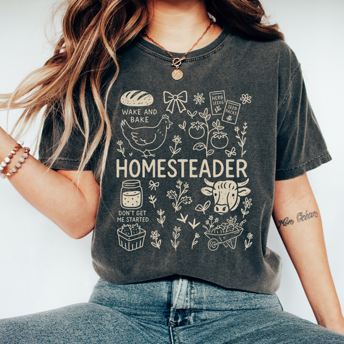 Homesteader Comfort Colors Tee, Farm Life Graphic Tee, Homemaker Shirt 